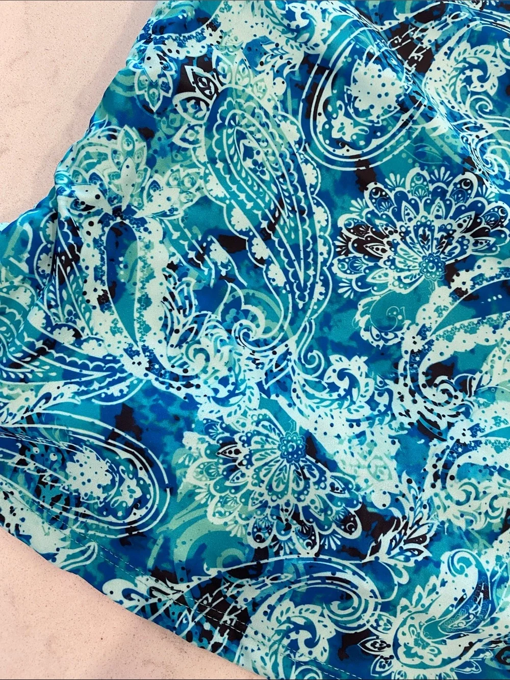 Yonique Two-Piece Halter Tankini and Briefs in Teal Paisley